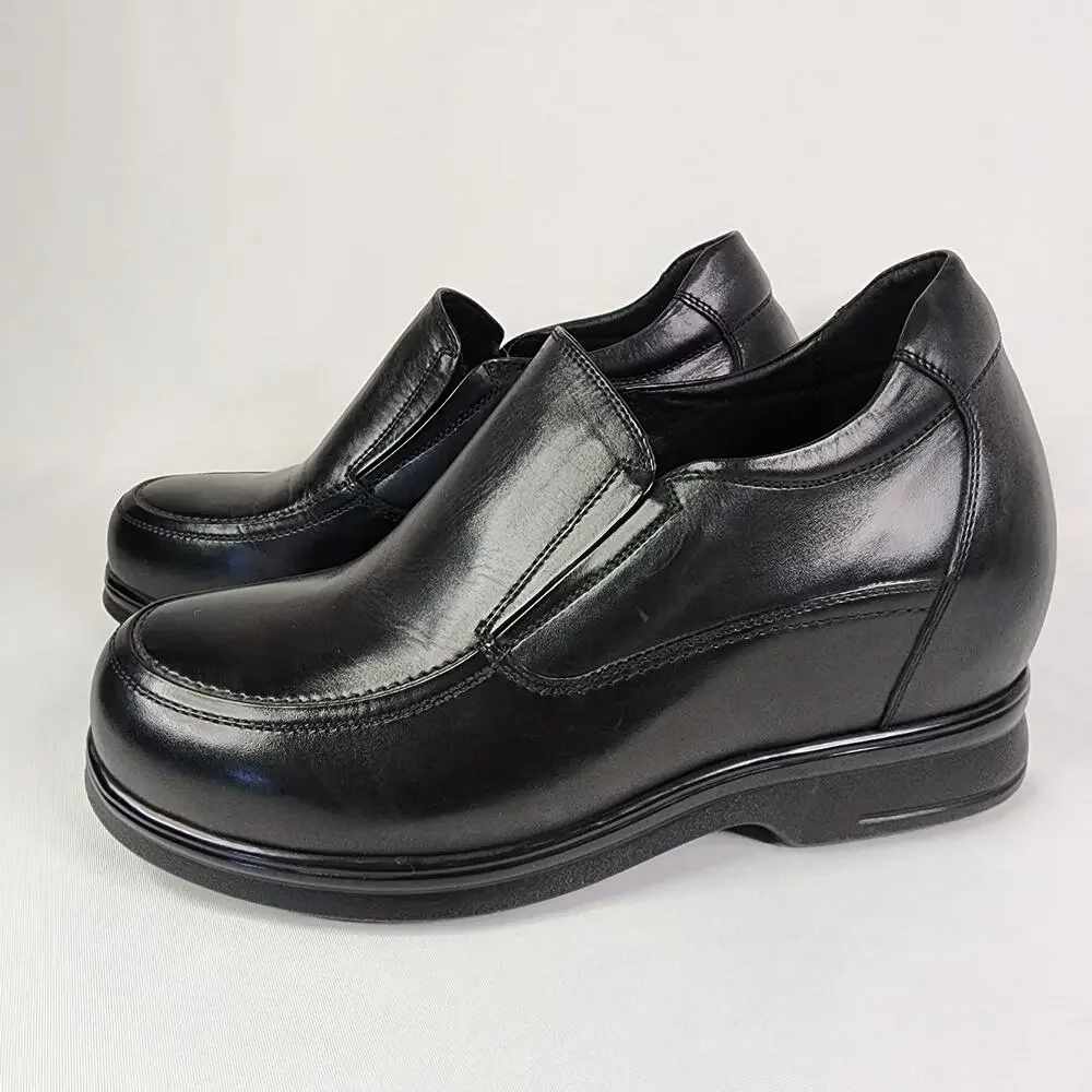 Men's 3 Inch Invisible Height Increasing Elevator Shoes Size 9 Black Leather NEW